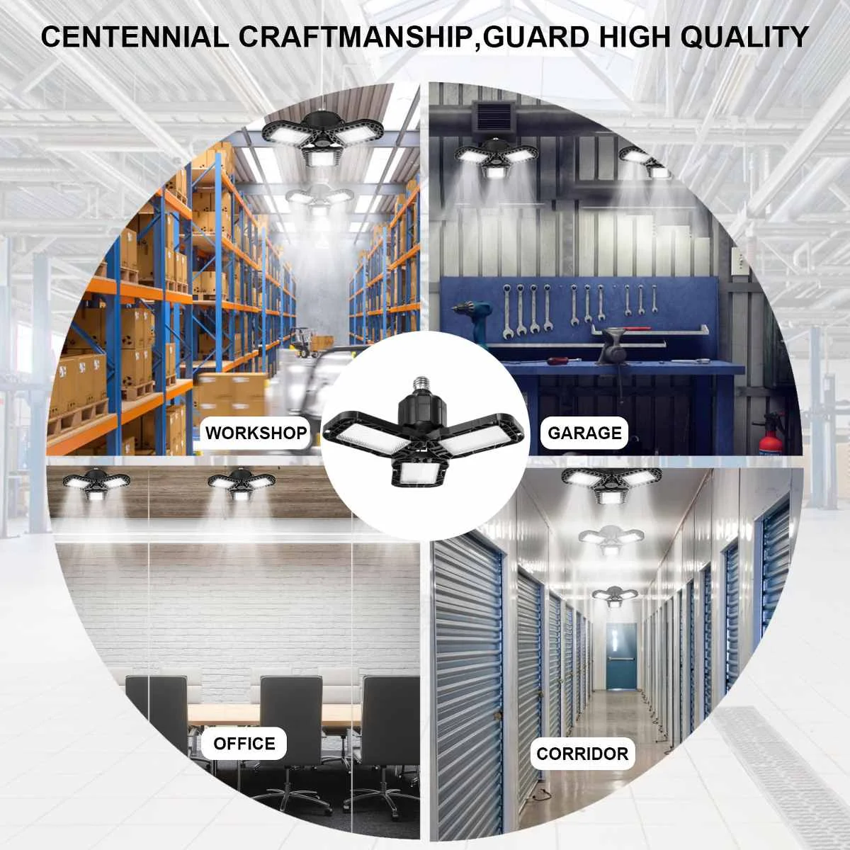 

Foldable LED Garage Lights 224W E26 E27 Deformable Led Garage Lights 3800LM Led Garage Ceiling Lights Industrial Lighting Bulb