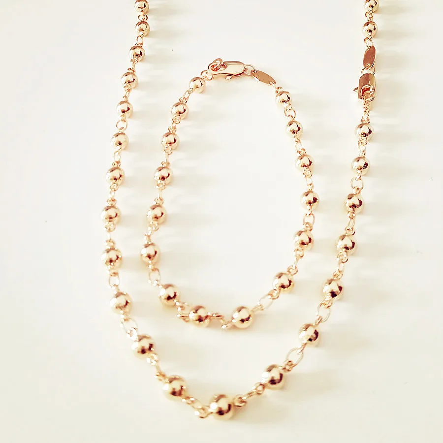 Женский браслет/ожерелье 4 мм ширина ювелирный набор 585 Золото свадебные