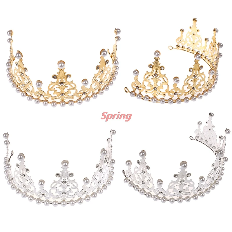 

New Shining Mini Crown Cake Topper Metal Pearl Happy Birtay Cake Toppers Engagement Cake Decor Sweet Party Wedding Decoration