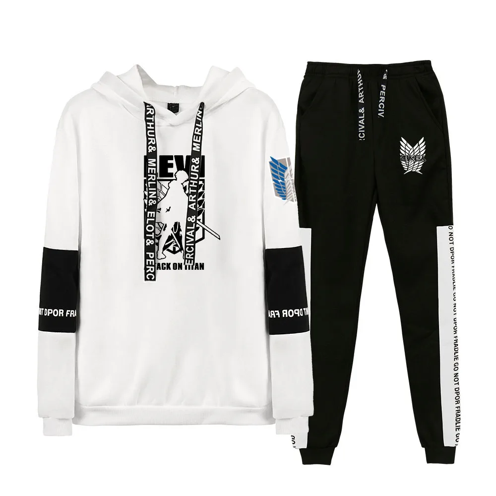 

ATTACK ON TITAN Hoodies Tracksuit sweatshirt Two Piece Set Long Sleeve Mens Hoodies+Sweatpants Womens Casual Unisex jogger pants