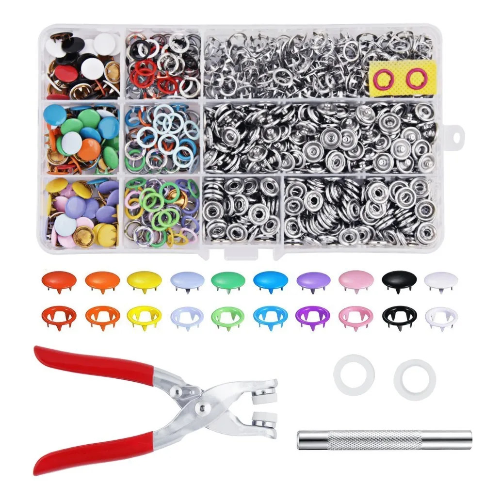 250 Комплектов крепежный комплект пуговицы для одежды пресс-шпильки 9 5 мм 10 цветов