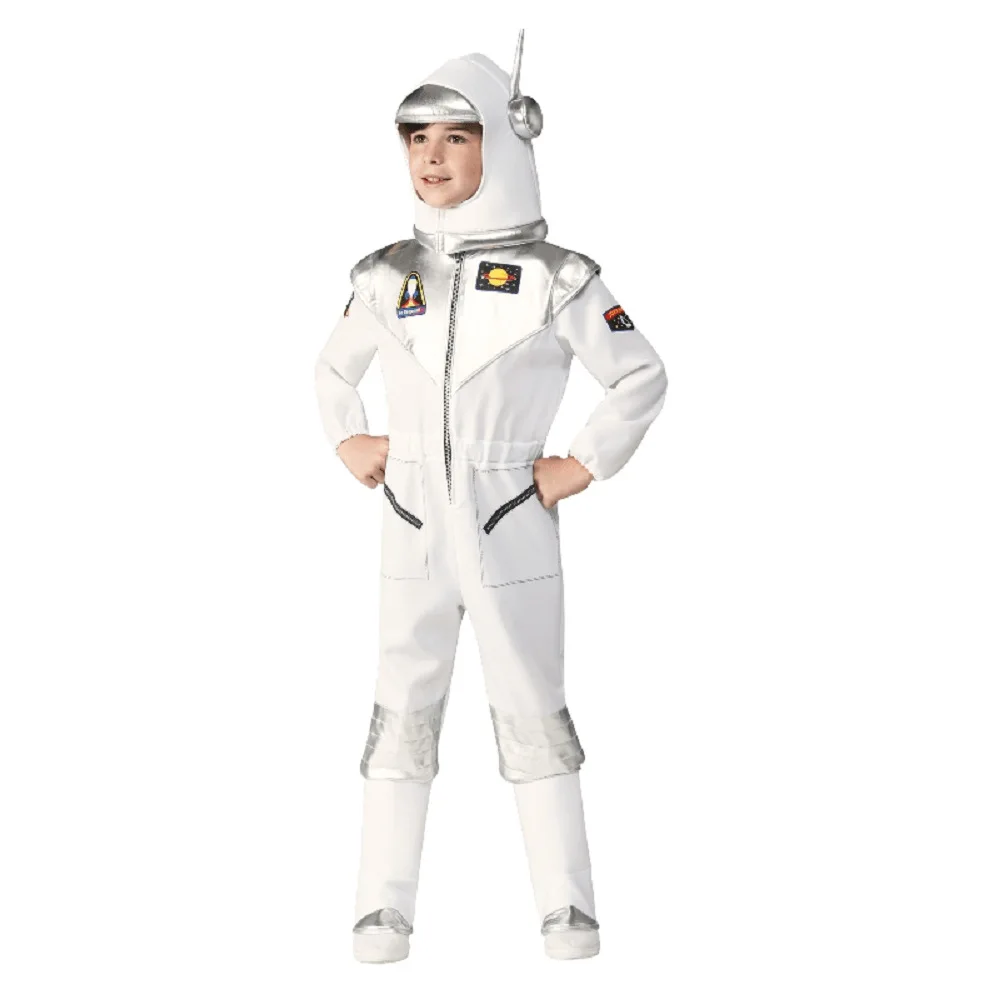 2022 White Space Suit Costume Cosplay Astronaut Uniform Halloween Costume for Kids