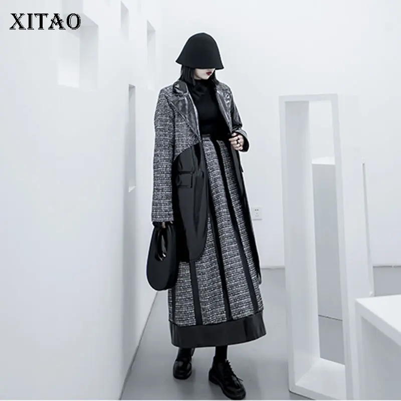 XITAO/парка в полоску из искусственной кожи модная новинка длинный рукав