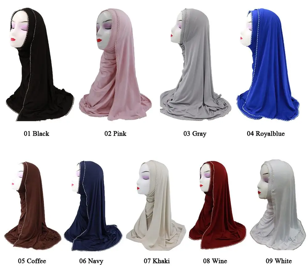 Muslim Women Long Scarf Hijab Islamic Maxi Shawl Wrap Covers Arab Solid Color Middle East Headscarf Turban Full Cover 170*70CM |