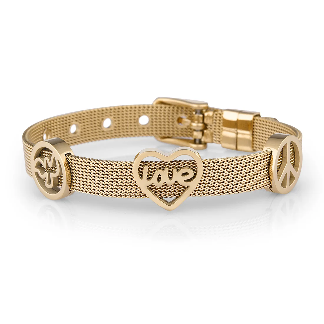 

Wesse JWD005 Heart Bracelet Bangles Fashion Jewelry Steel Gold Color Birthday Gift for Womens