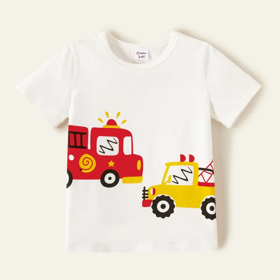 

PatPat New Arrival Summer 2021 3-piece Toddler Boy Ambulance Firetrucks Striped Tees Children's Clothing