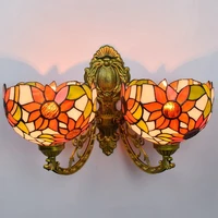 european style retro creative corridor double headed wall lamp american style taiyanghua colored glass living room dining room