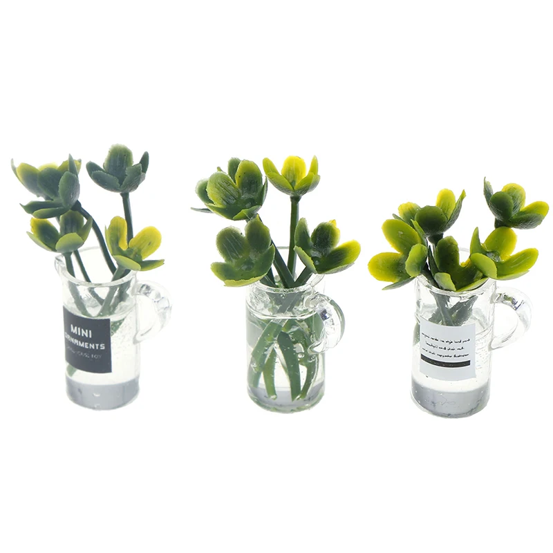 

3 шт DIY кухонные украшения прозрачный Горшечное растение кукла игрушка кукольный домик Миниатюрный 1:12 горшок