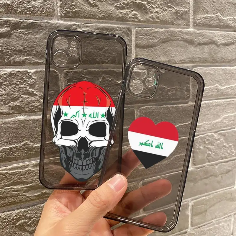 

Iraqi flag Phone Case For iPhone 12 11 8 7 se 2020 mini pro X XS XR MAX Plus Black Transparent Cover