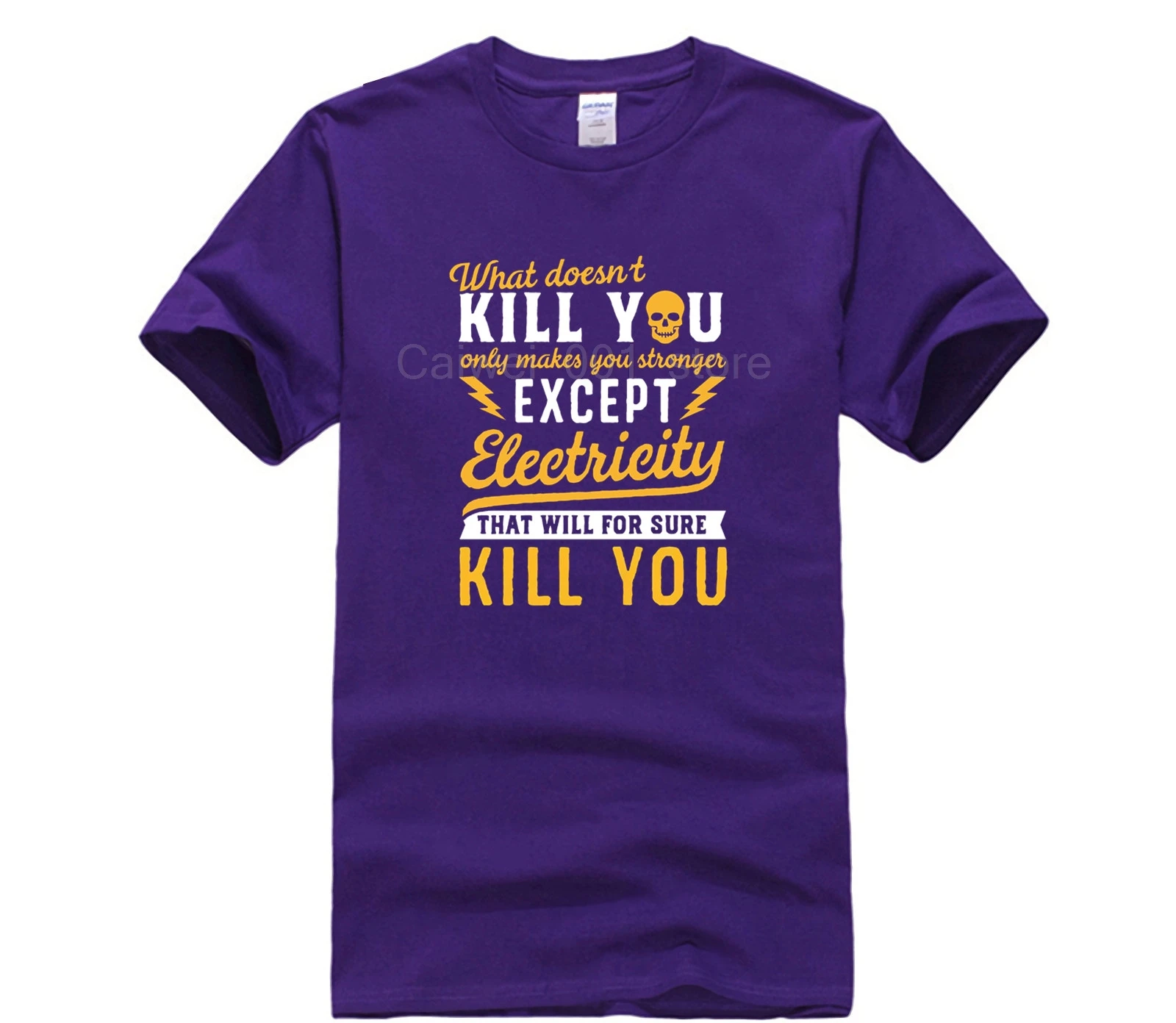 

100% Cotton for mans electricity will kill you funny tshirt proud mens premium Fashion summer T shirt
