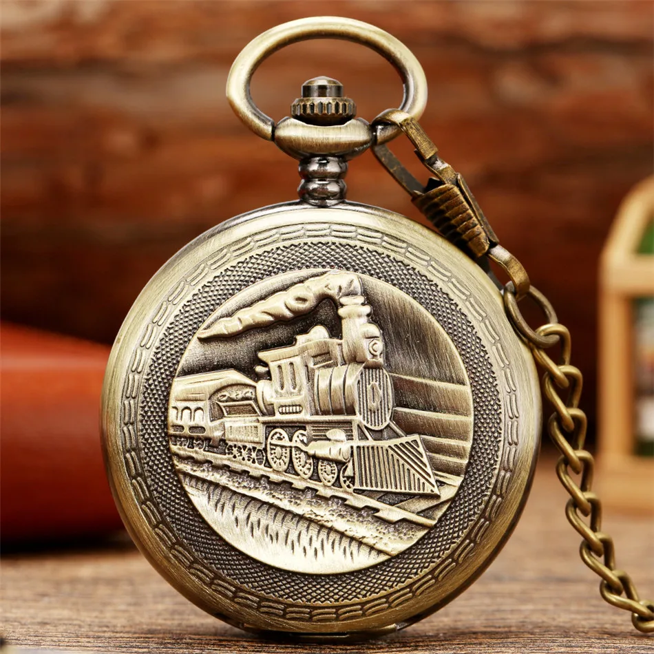 Часы карманные механические, бронзовые, с круглым циферблатом и римскими цифрами от AliExpress WW