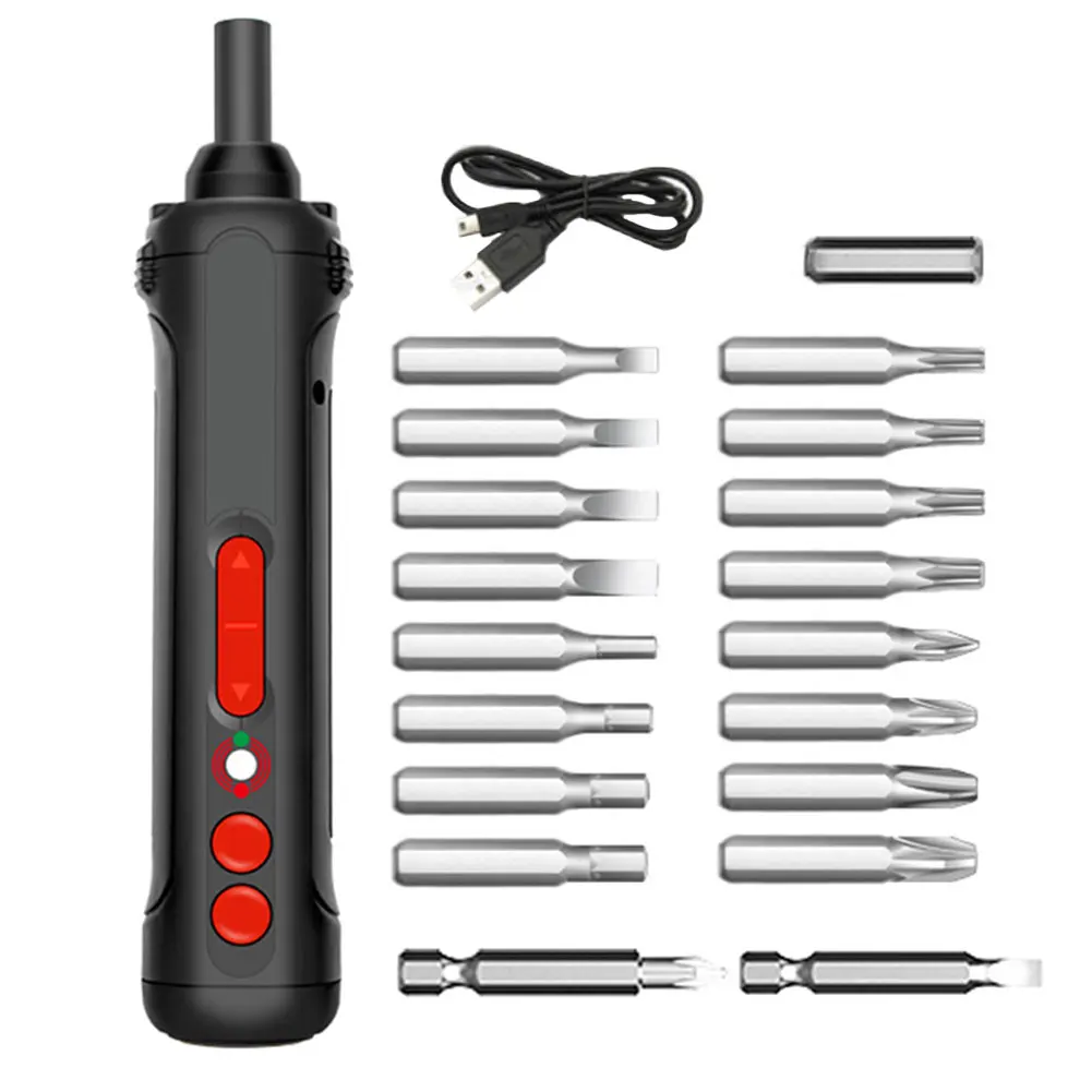 

Electric Screwdriver USB Rechargeable Automatic Screwdriver Hand Drill Multi-function Electric Batch Tool with Bits LED Light