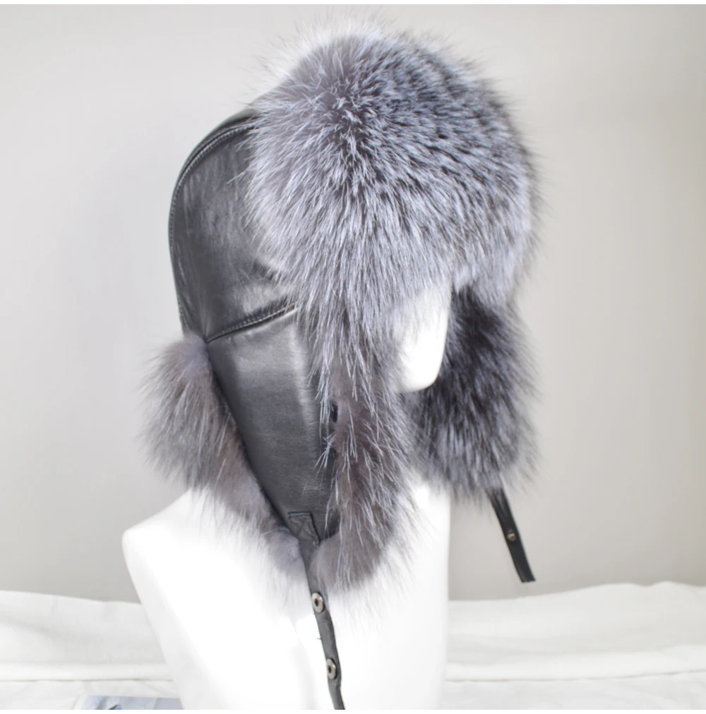 Новые мужские зимние шапки-бомберы из натурального меха лисы, теплые мягкие качественные шапки из натурального меха енота, шапка из натуральной овечьей кожи