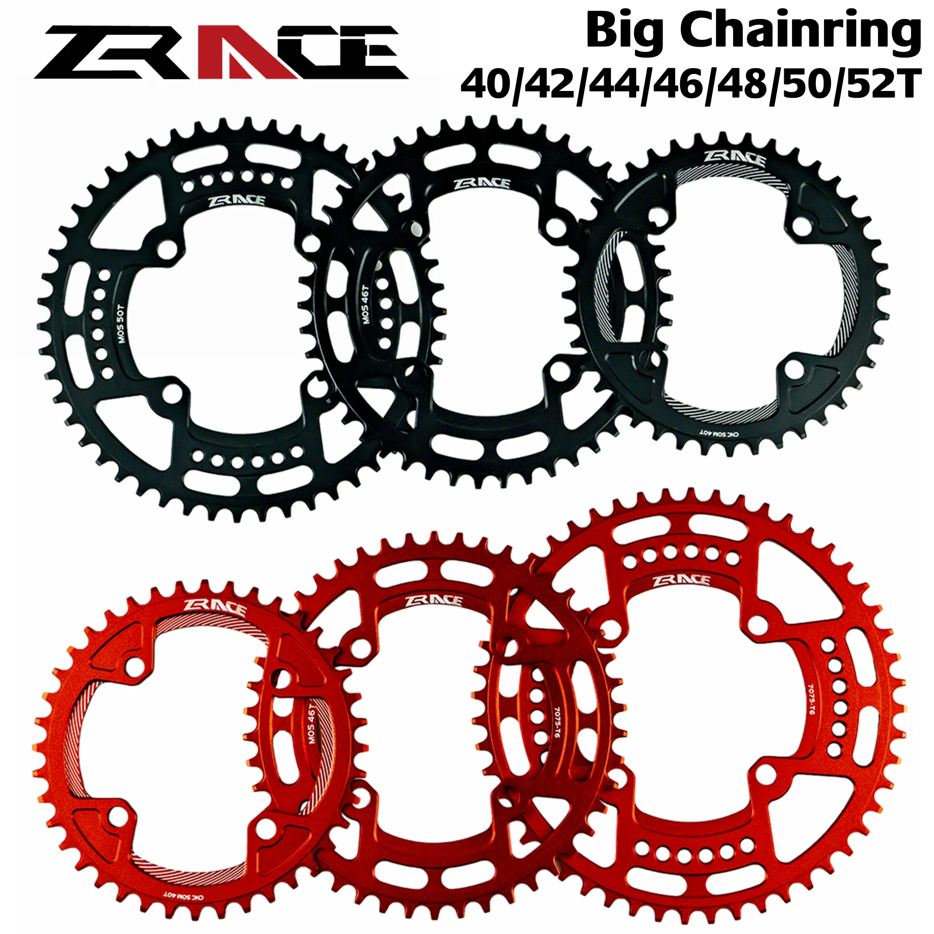 Звездочки ZRACE звездочки колеса 40T/42T/44T/46T/48T/50T/52T BCD104 узкие зубья ширины AL7075 CNC