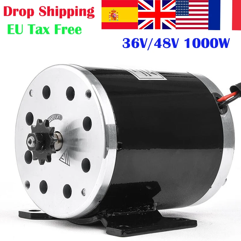 

1000W DC 48V 36V UNITEMOTOR MY1020 High Speed Brush DC Motor Electric Trike Bicycle Scooter Motor Reverse Direction Gear Motor