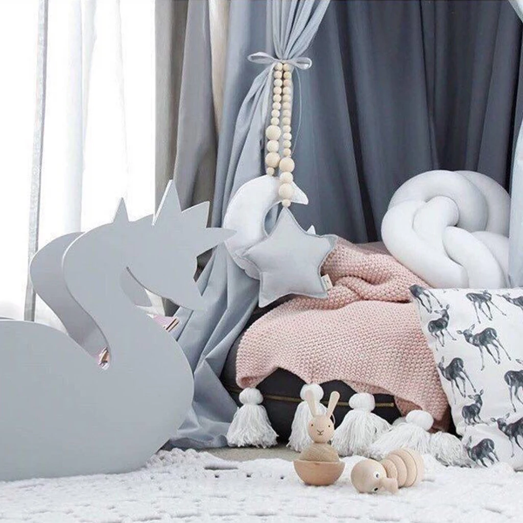 Декор детской кроватки для новорожденных луна звезды деревянные бусины струны