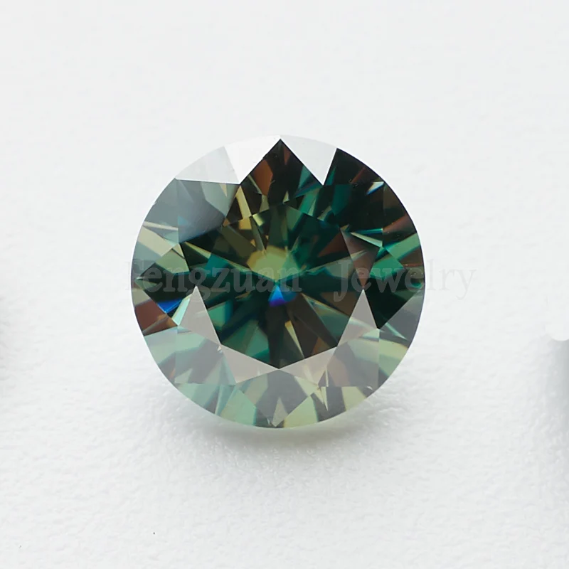 

2carat Light Green Round Brilliant Cut Moissanites Stone Beads 8mm D VVS Excellent Cut Moissanites Diamond Gems