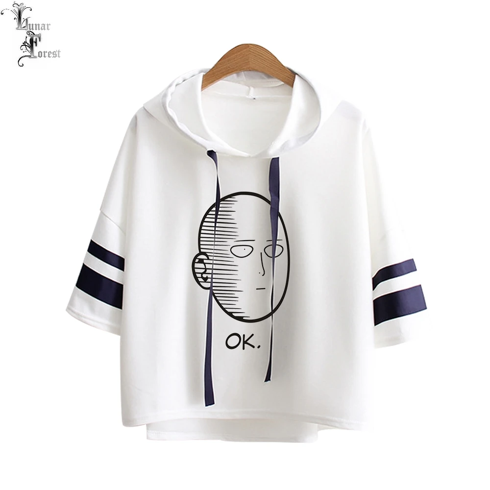 One Punch Man Печатные кофты с капюшоном женские модные летние футболки коротким