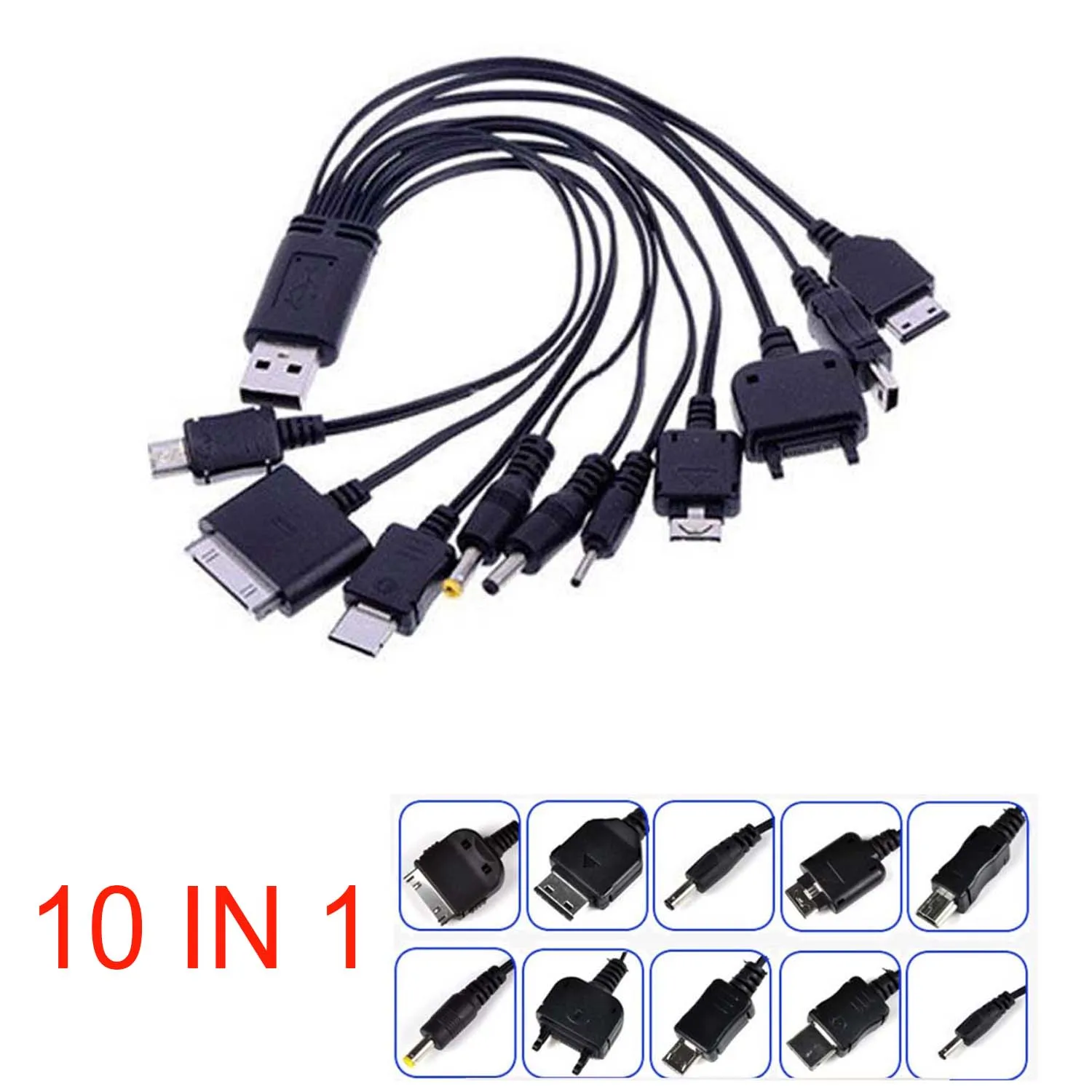 10 в 1 USB к многоразъемному зарядному кабелю для мобильных телефонов планшет gps