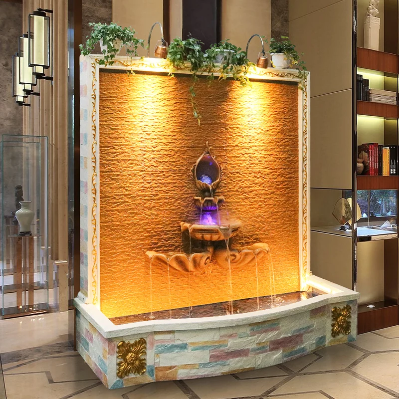 

GY Large Water Curtain Wall Company Front Desk Decoration Hotel Club Rockery Fountain Water Wall Fortune Screen Landscape