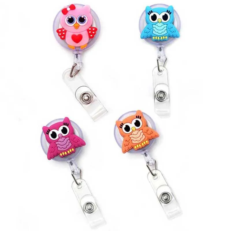 New Cute Silica Gel Owl Animals Retractable Pull Nurse Doctor Badge Reel ID Lanyard Name Tag Card Holder Reels For Gift |