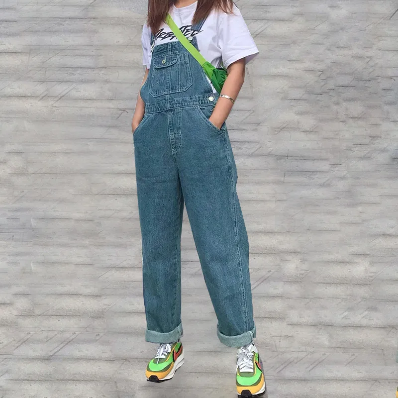 Женский комбинезон джинсовый женский свободный цельный корейский Ретро большие