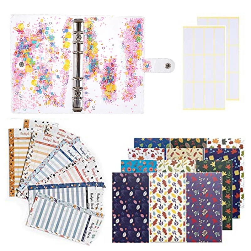 

A6 Budget Binder Envelopes, 6 Ring Binder Pockets Colorful Envelopes for Cash System Which Can Easily Store Bills