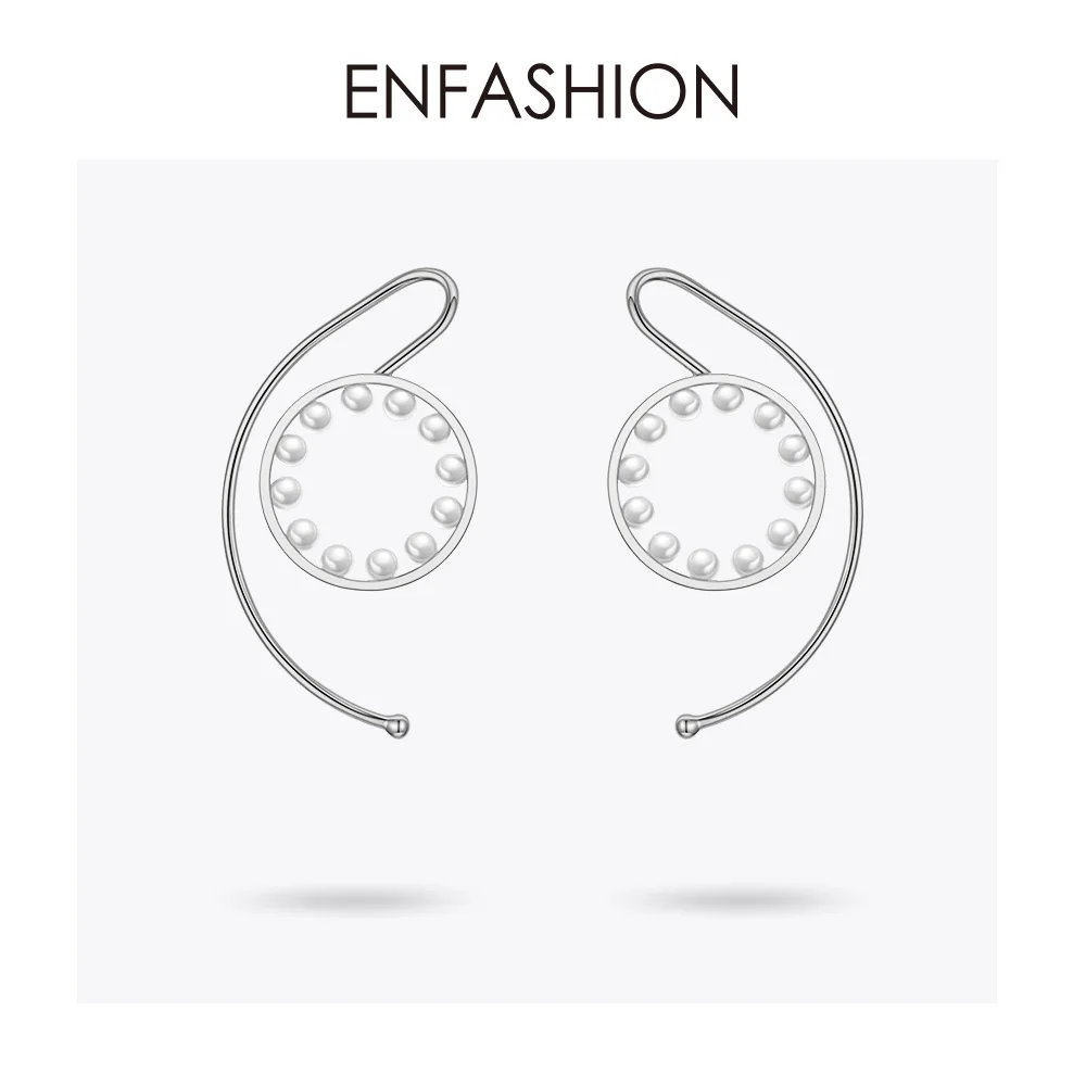 ENFASHION жемчужные круглые серьги-каффы на клипсах для женщин, массивные золотые серьги-каффы, серьги без пирсинга, ювелирные изделия E191106 - Окраска металла: Silver color