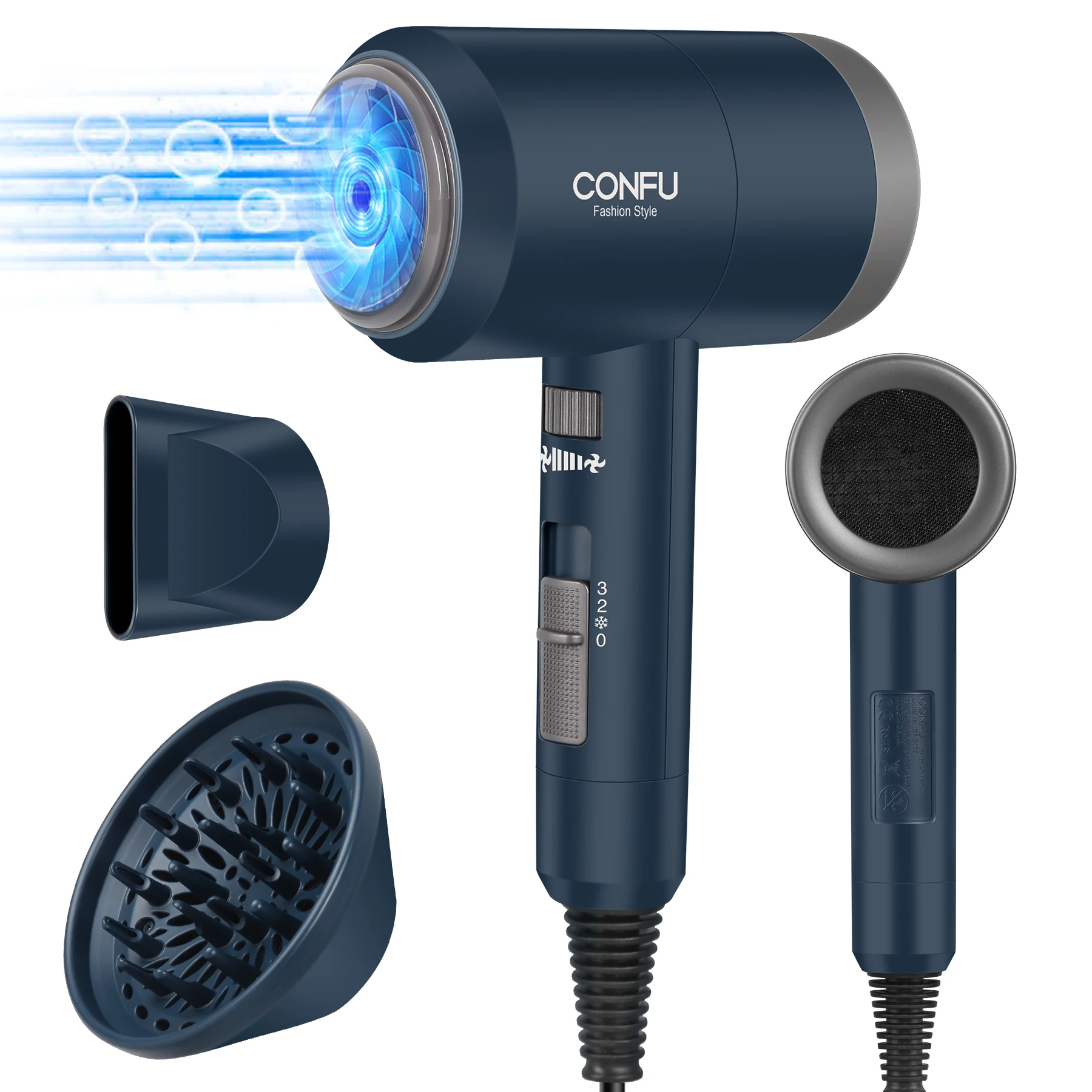 

CONFU 1800W Ionic Hair Dryer Portable Lightweight Blow Dryer Powerful Hair dryers Styling Tools for Travel Salon Household Use