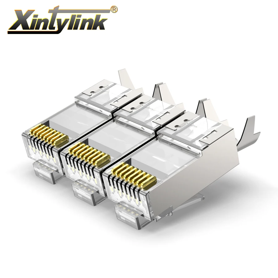 

xintylink CAT7 rj45 connector rj rg45 ethernet cable plug CAT6A 8P8C FTP stp shielded cat.6a cat.7 network sftp lan 10/50/100pcs
