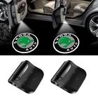 Светодиодный проектор логотипа для двери автомобиля, 2 шт., светильник для skoda octavia fabia rapid yeti superb octavia a 5 a 7 2, автомобильные аксессуары