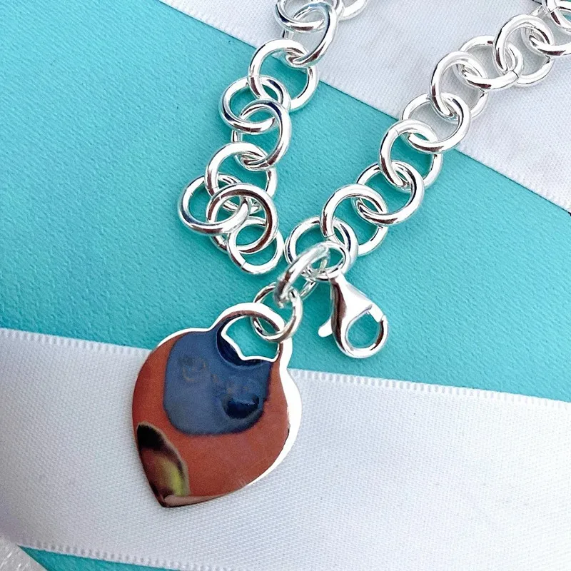 

TIF classic blue love drop glue female Bracelet pure silver S925 fashion jewelry, love to send girlfriend love necklace, engagem