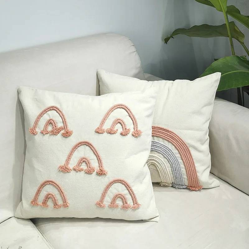 Sofa Cushion Cover 45*45cm Nordic Geometric Woven Pillowcase Living Room Aesthetic Decorative Pillow Covers Cute Kids Room Decor