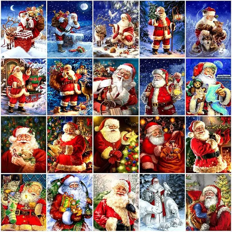 

Алмазная живопись Санта-Клаус, Алмазная мозаика, Рождественская Алмазная вышивка, зима 5D, «сделай сам», полная вышивка крестиком, украшение ...