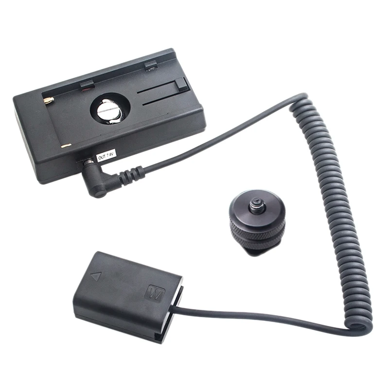 

Dummy Battery,Full Decoding Dummy Battery to NP-F970 Battery Adapter Hot Shoe Mount Plate NP-FW50 for Sony A7/A7R/A6300