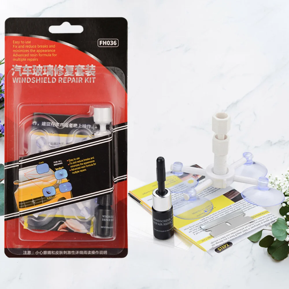 

1 Set Auto Glass Repair Kit DIY Windshield Repair Kit Car Glass Repair Tool Set for Cracks Half-Moon Cracks (White