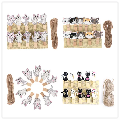 10 шт./лот милый кавайный Кот деревянный зажим фото бумажная прищепка Сделай Сам
