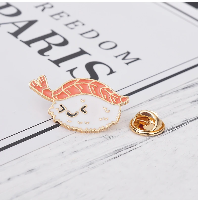 7 Style Collection Enamel Pins Brooches for Women Backpack Clothes Lapel Pin Sushi Salmon Brooch Badges Creative Cartoon Jewelry