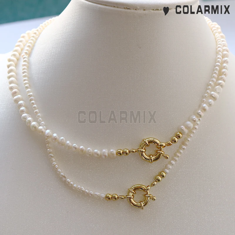 

4Pcs Tiny pearl necklace Sailer clasp necklace Pearl collar necklace for women mix size jewelry fashion accessoris 9752