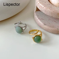 lispector 925 sterling silver round green agate rings for women light luxury irregular hollow ring female jewelry gifts