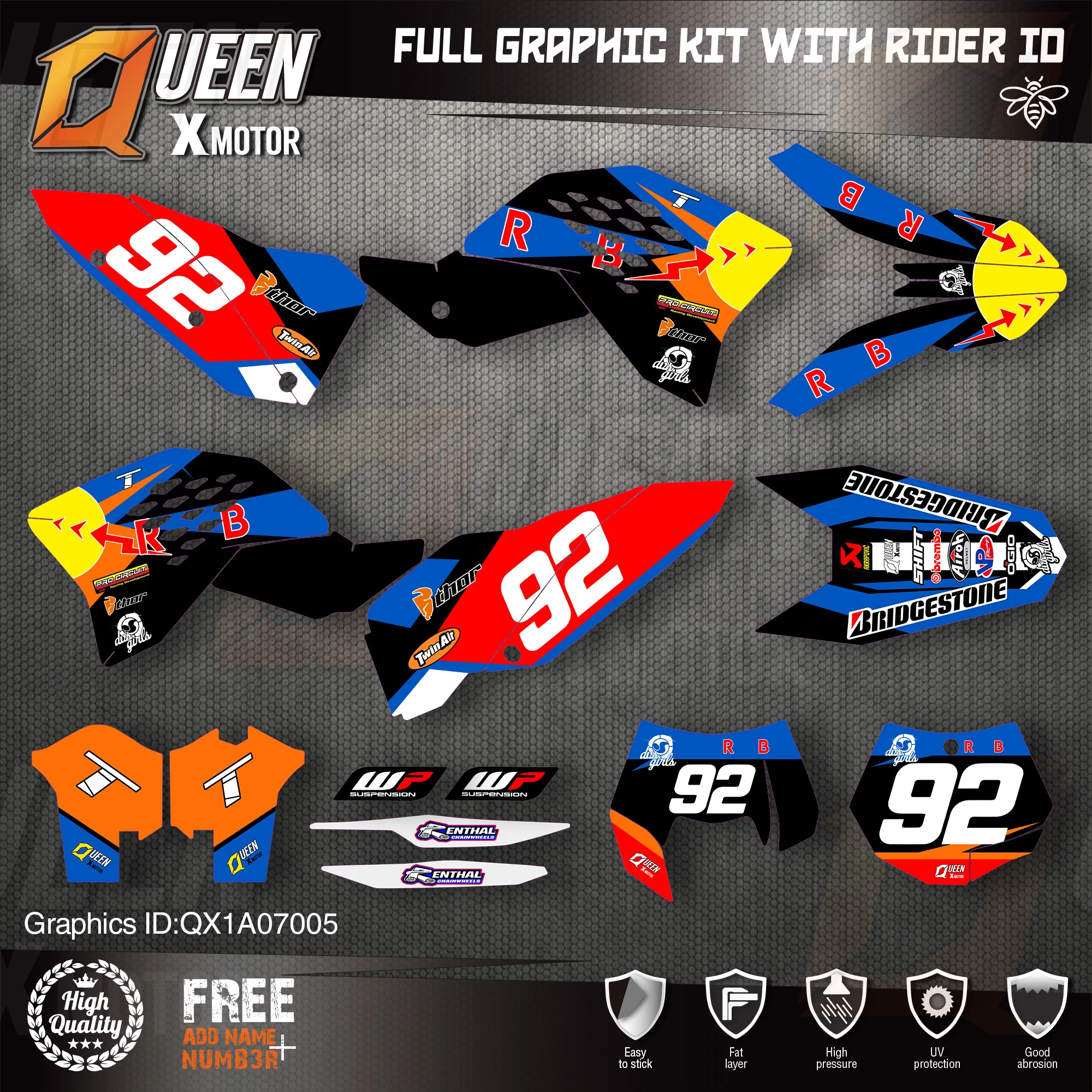 QUEEN X MOTOR Custom Team графические наклейки Набор наклеек для KTM 2007-2010 SX SXF 2008-2011 EXC Φ 005 |