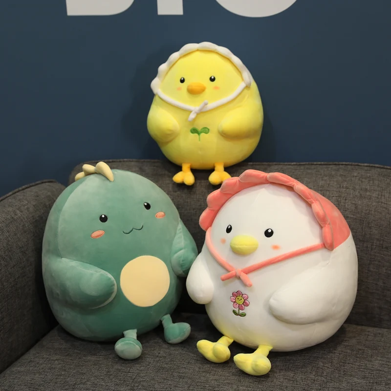 

1pc 18-35CM cute chicken dinosaur round animal series plush doll pillow plush toy birthday gift