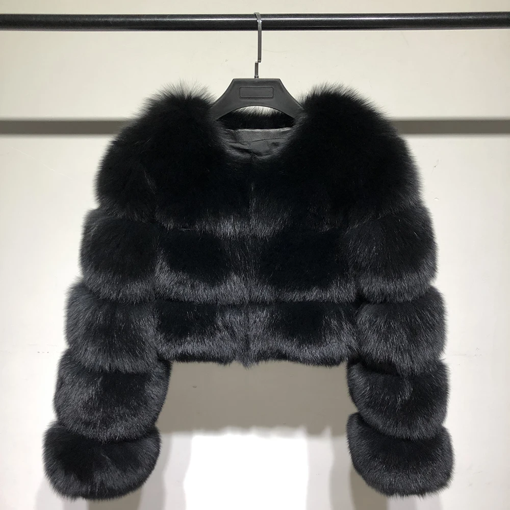 FURSARCAR 2021 New Real Fox Fur Coat Women Warm Natural Fox Fur Coat Short Staly Winter Genuine Fur Jacket Fashion Outwear