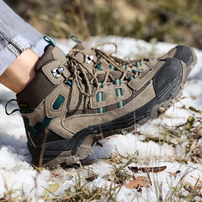 HUMTTO Waterproof Hiking Boots Men Breathable Leather Trekking Shoes Sport Mountain Hunting Outdoor Climbing Sneakers for Mens