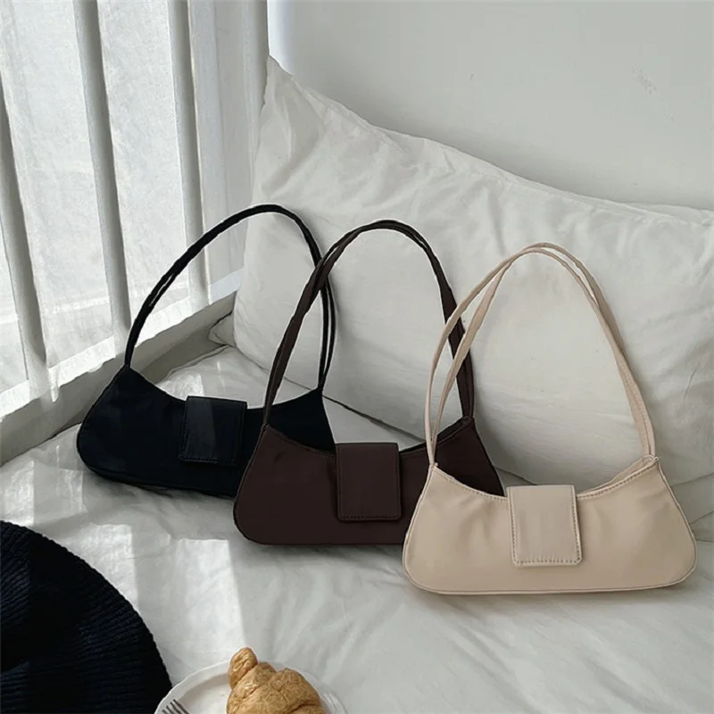 

Портативная женская сумка через плечо, Высококачественная однотонная простая и универсальная сумка из ткани Оксфорд для подмышек, женская ...