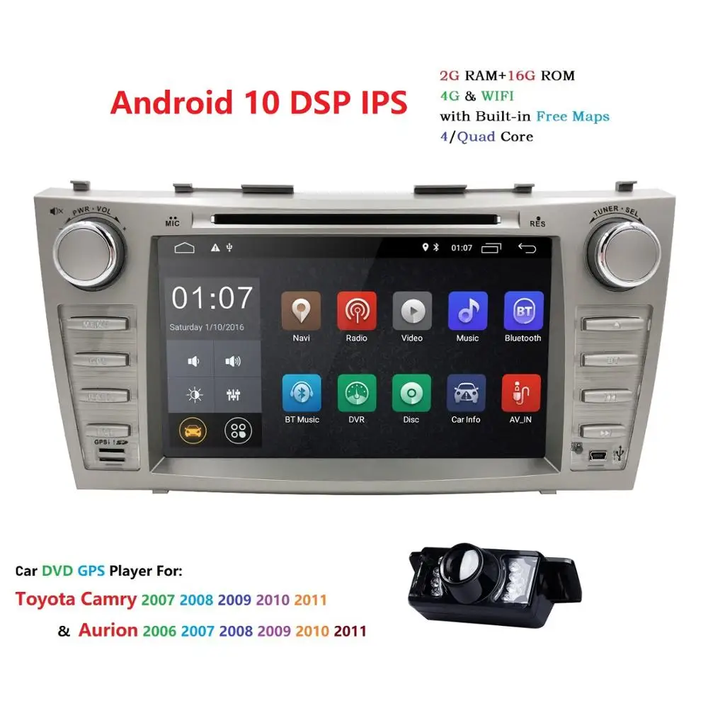 

Автомобильный DVD-плеер с GPS для TOYOTA CAMRY 2007-2011, автомагнитола AURION-, четырехъядерный мультимедийный плеер 2DIN с камерой заднего вида