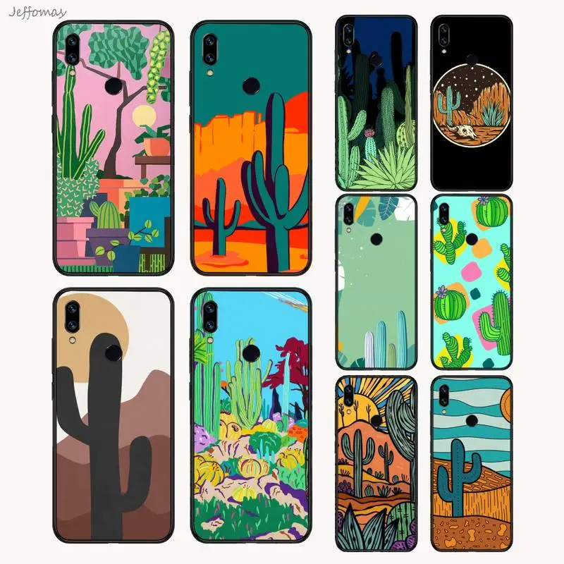 

Cartoon cactus Phone Case For Xiaomi Redmi Note 4 4x 5 6 7 8 pro S2 PLUS 6A PRO Cover Funda Shell Coque