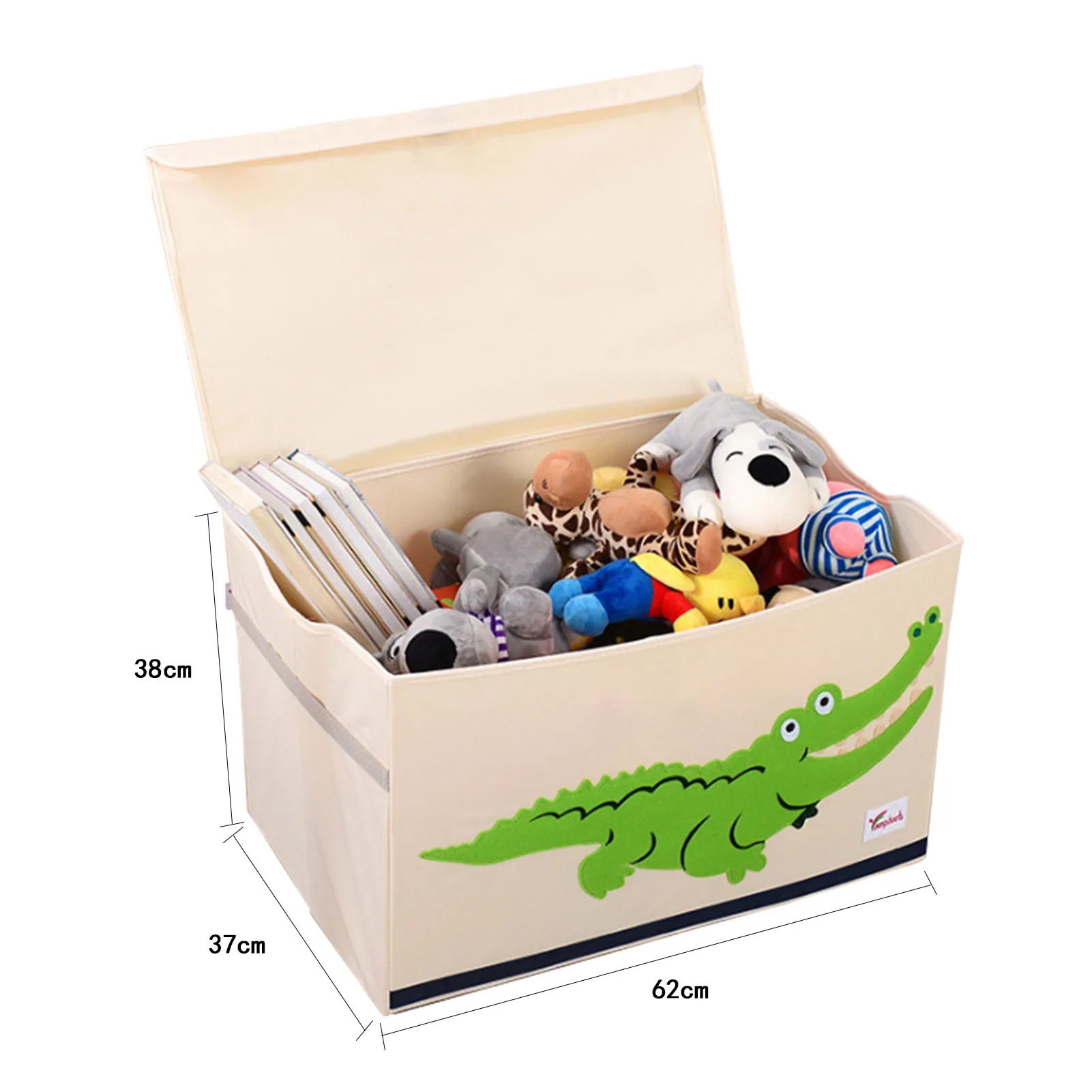 

Large Foldable Toy Box Storage Bag Cartoon Non-woven Cardboard Clothes Storage Box With Hook-and-loop Design Lid Clothes Bucket