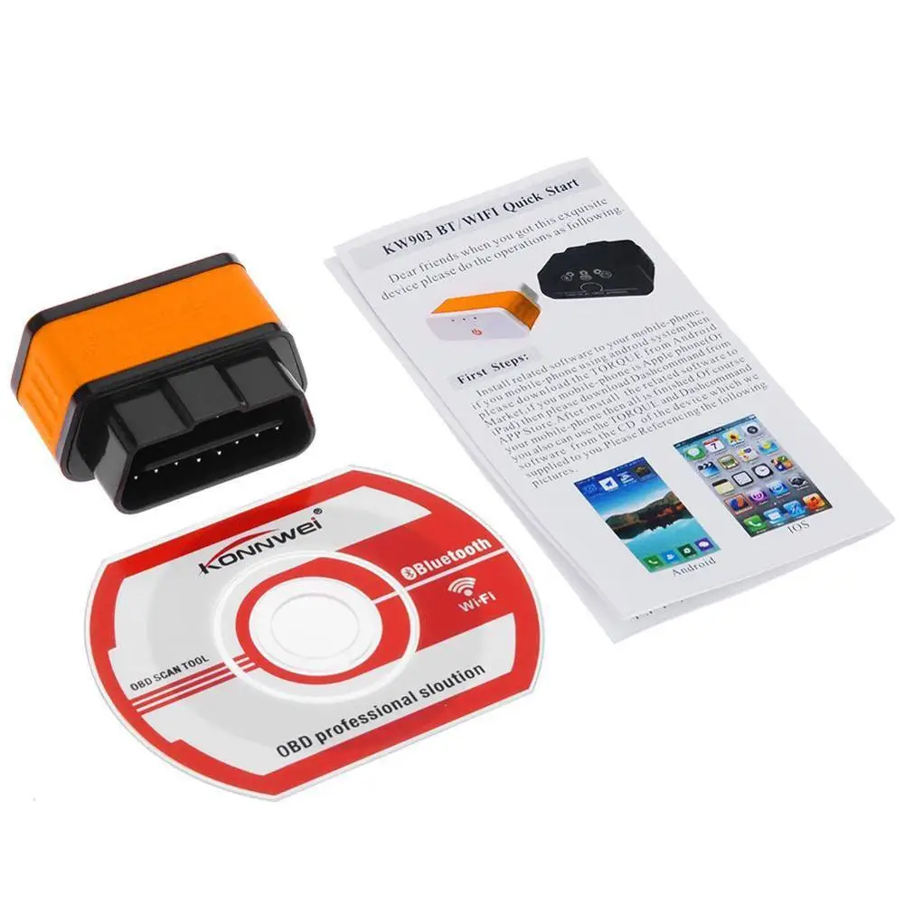 Vgate OBD2 OBDII сканер ICar2 KW903 для Android IPHONE IPAD Диагностический прибор автомобиля Bluetooth/WiFi