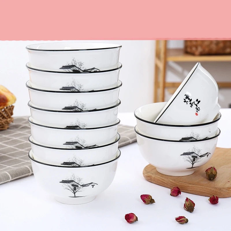 

Cute Ceramic Thickened Anti-scald Rice Bowl Tableware Dinner Nordic Noodle Bowl Soup Bowl Bowl Cover Dessert Tray Flower Shaped